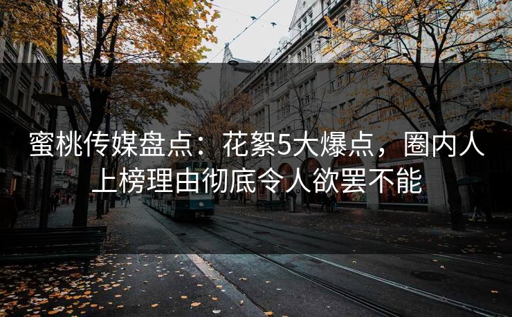 蜜桃传媒盘点：花絮5大爆点，圈内人上榜理由彻底令人欲罢不能