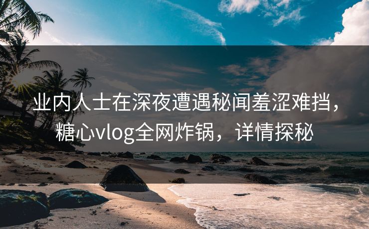 业内人士在深夜遭遇秘闻羞涩难挡，糖心vlog全网炸锅，详情探秘